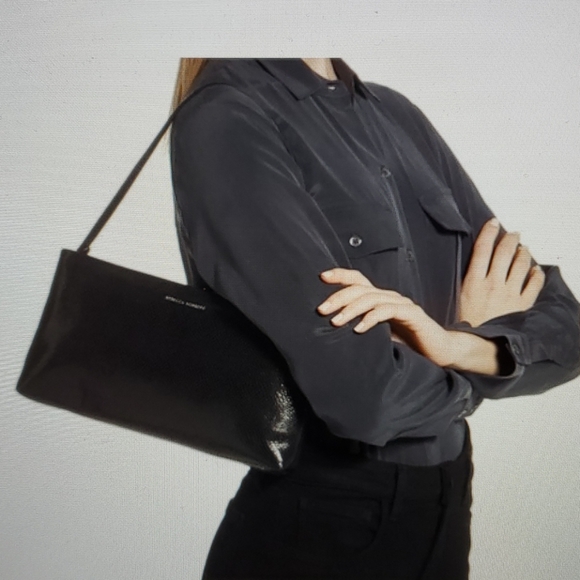 NEW REBECCA MINKOFF Croc Embossed Leather Clutch